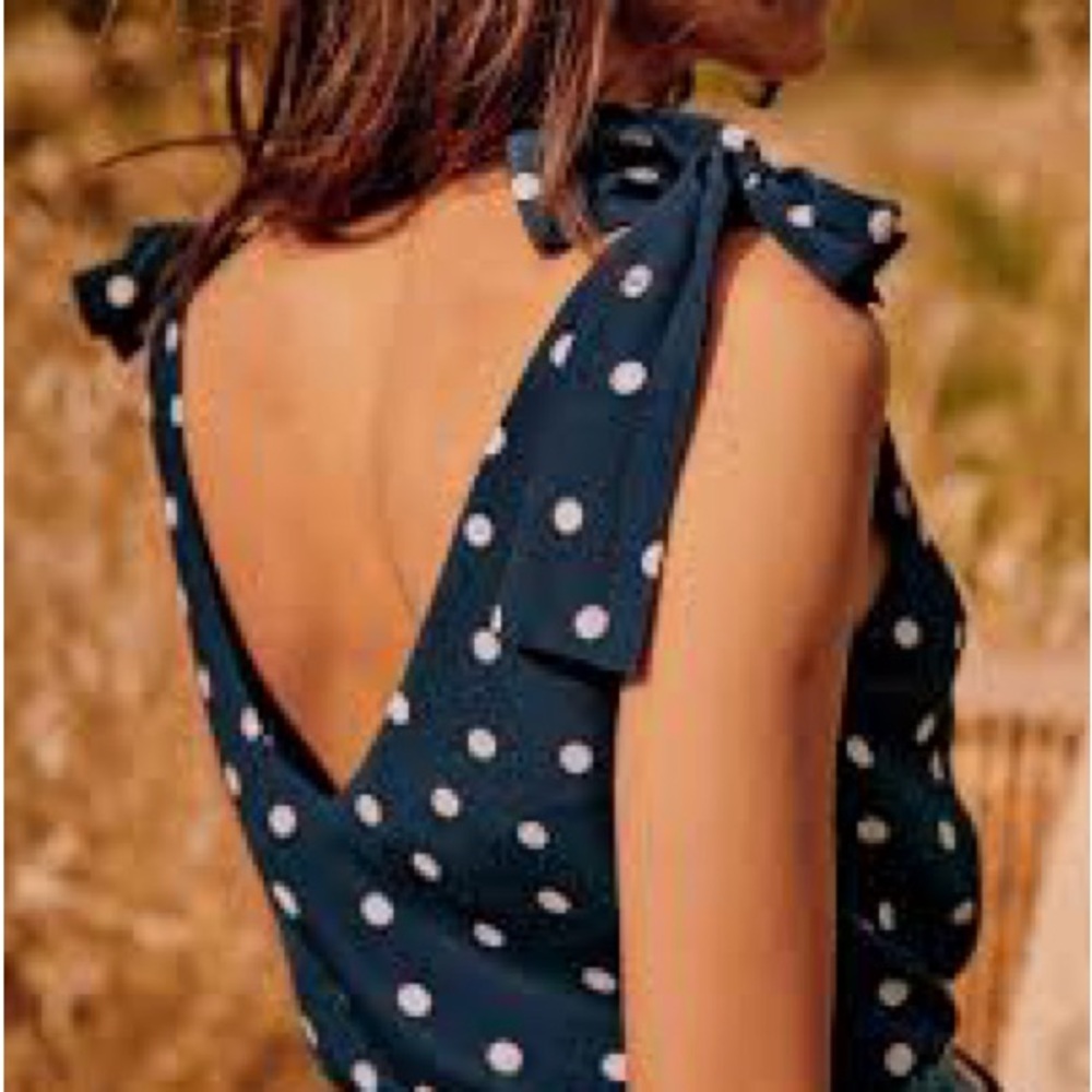 Sezane Navy Dot Lara Blouse - Size 34